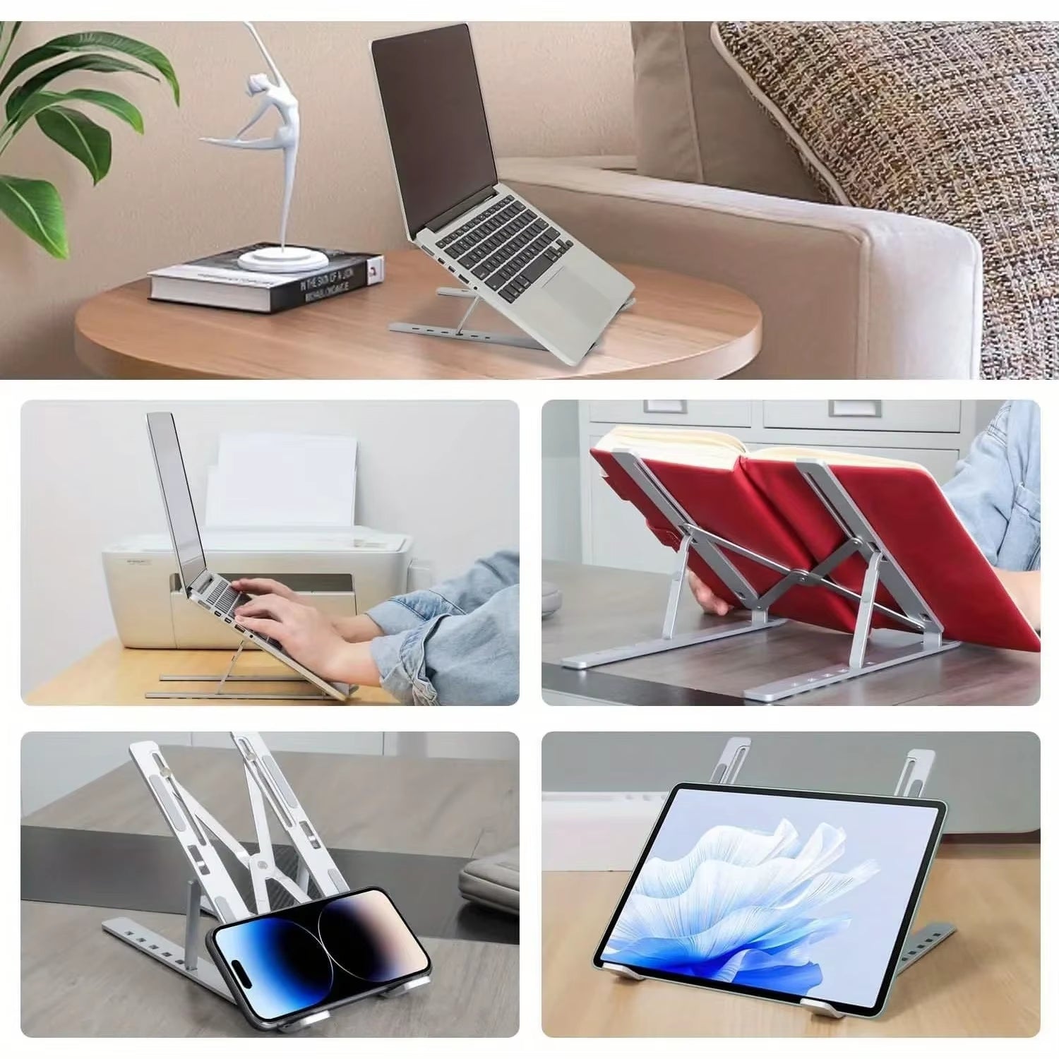 Adjustable Aluminum Laptop Stand | 6-Level Height, Foldable & Portable