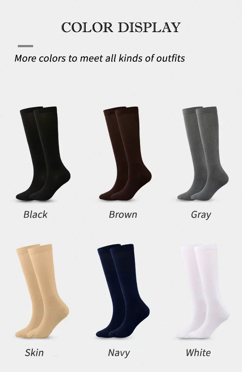 Unisex 15–20 mmHg Knee-High Compression Socks – Graduated Athletic Calf Support Stockings for Cycling, Soccer & Running