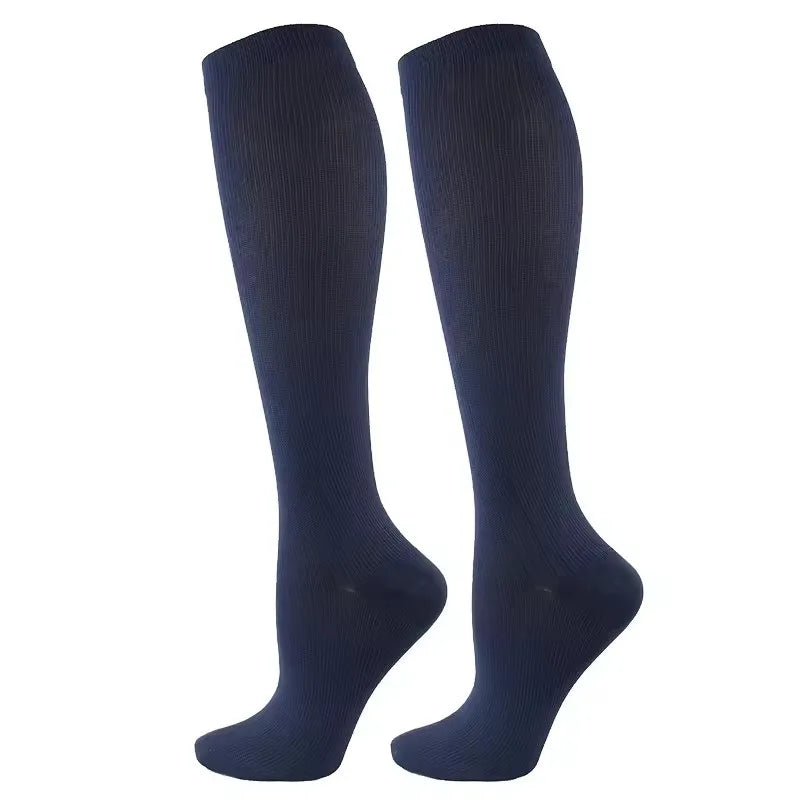 Unisex 15–20 mmHg Knee-High Compression Socks – Graduated Athletic Calf Support Stockings for Cycling, Soccer & Running