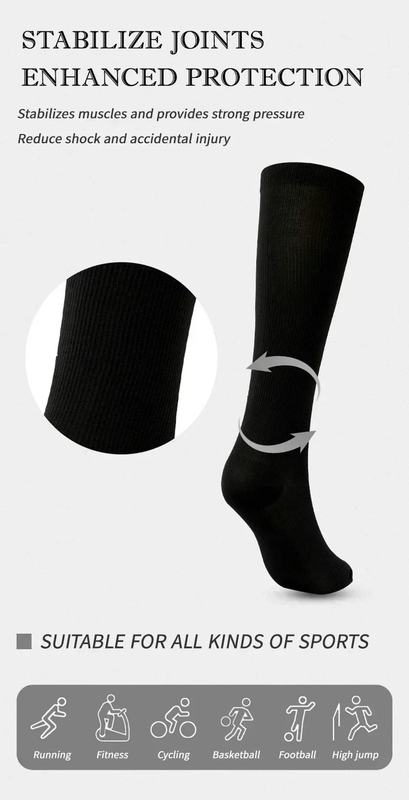 Unisex 15–20 mmHg Knee-High Compression Socks – Graduated Athletic Calf Support Stockings for Cycling, Soccer & Running