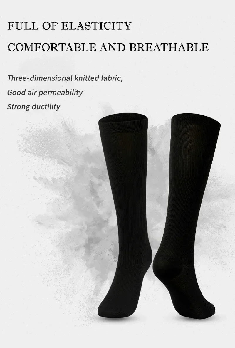 Unisex 15–20 mmHg Knee-High Compression Socks – Graduated Athletic Calf Support Stockings for Cycling, Soccer & Running