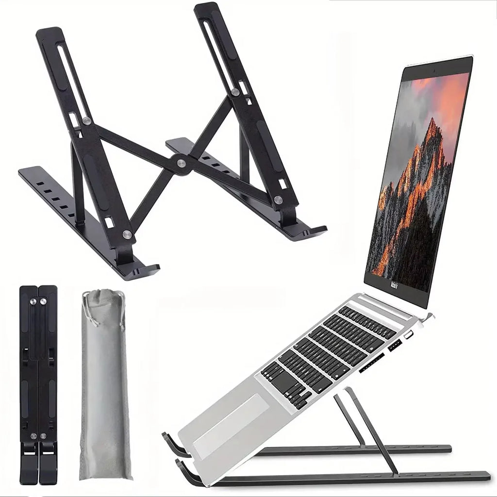 Adjustable Aluminum Laptop Stand | 6-Level Height, Foldable & Portable