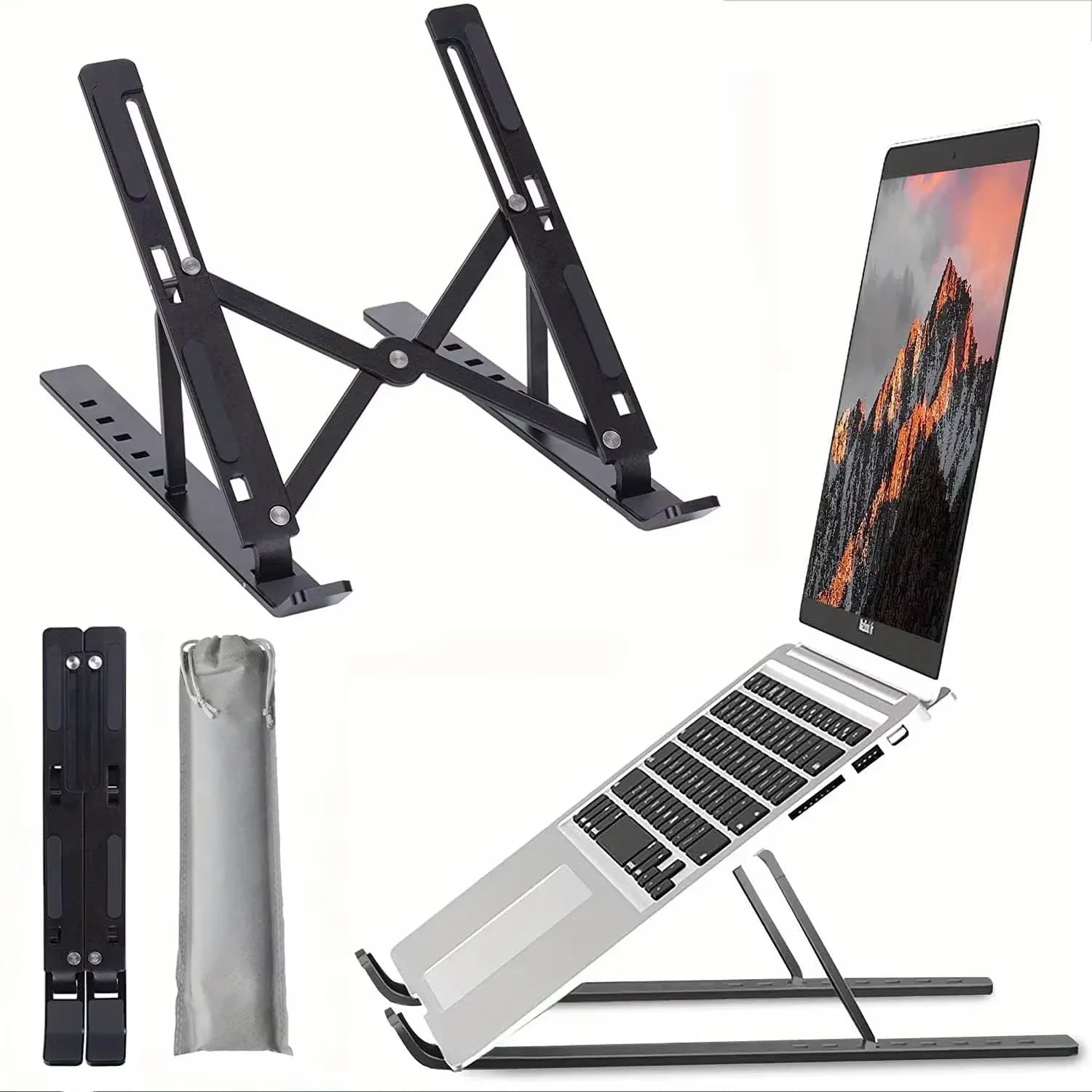 Adjustable Aluminum Laptop Stand | 6-Level Height, Foldable & Portable