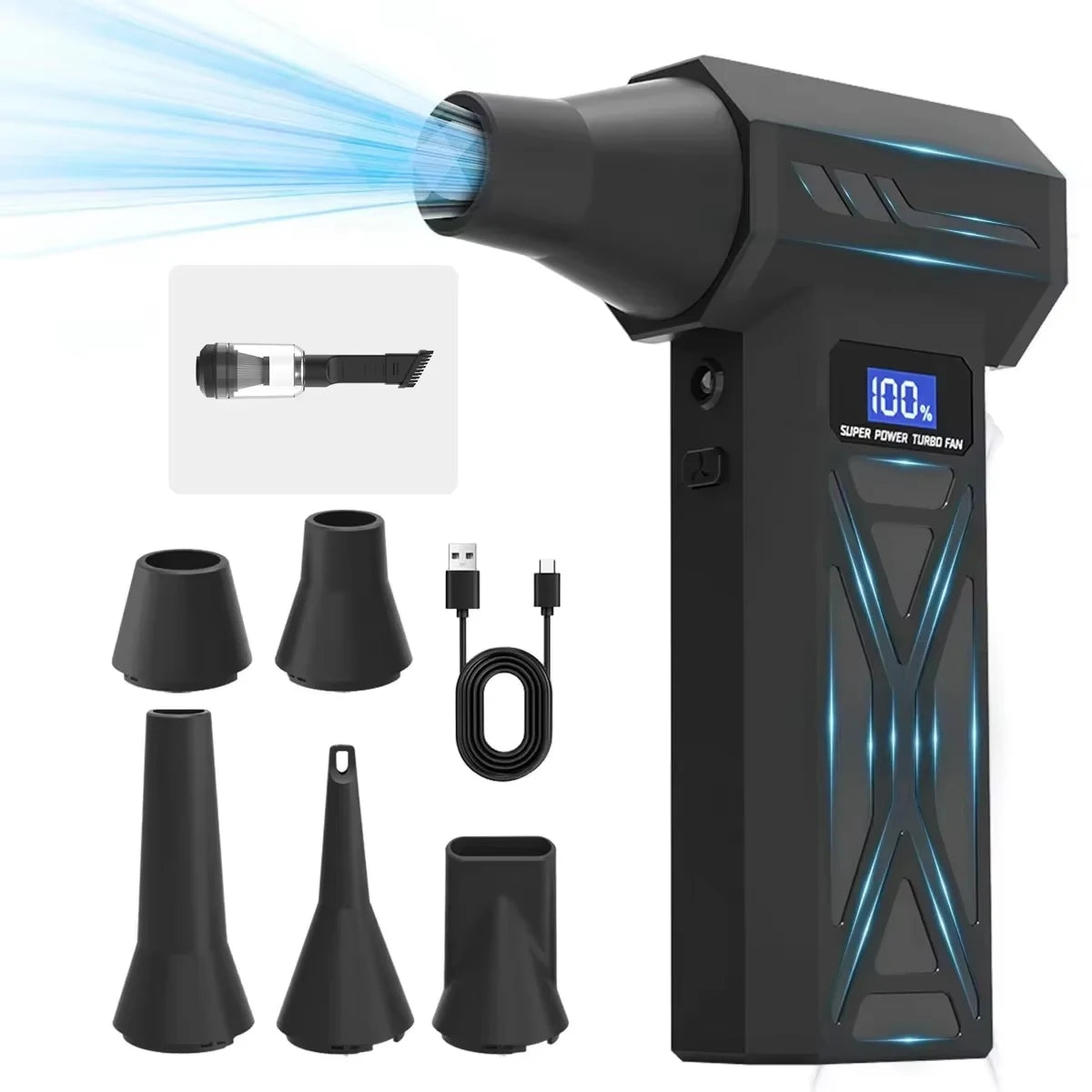 110000RPM Turbo Jet Air Blower Cordless Adjustable Air Duster