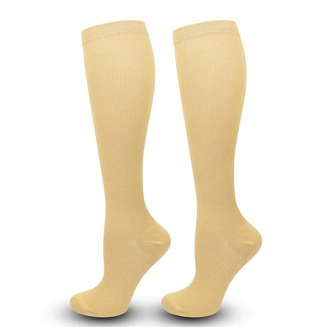 Unisex 15–20 mmHg Knee-High Compression Socks – Graduated Athletic Calf Support Stockings for Cycling, Soccer & Running