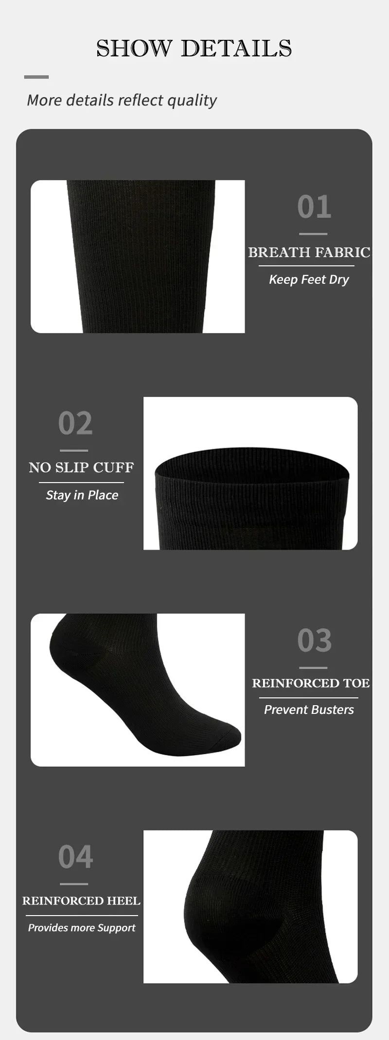 Unisex 15–20 mmHg Knee-High Compression Socks – Graduated Athletic Calf Support Stockings for Cycling, Soccer & Running