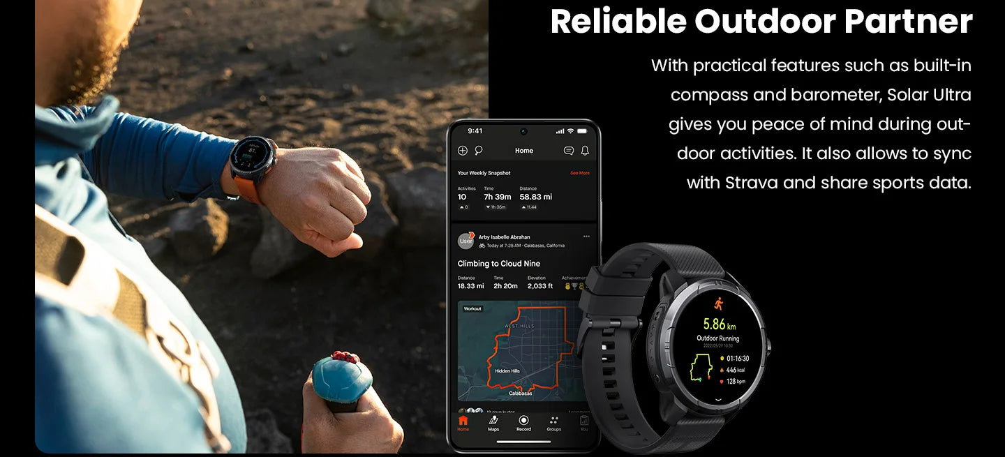 HAYLOU Solar Ultra GPS Smartwatch 1.6” AMOLED Display 5ATM Waterproof Built-in GPS Bluetooth Phone Calls Sports Smart Watch